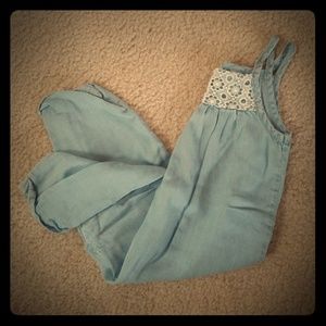 Chambray and Lace Romper